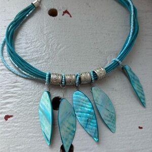 Iridescent blue necklace